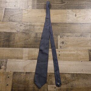Hugo Boss Silk Tie Made in Italy Navy Blue Basketweave Pattern